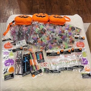 Huge lot of Halloween window clings straws spider rings glow sticks